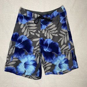 SIDEOUT HAWAIIAN Mens Board Shorts/Swim Trunks Blue/Gray Floral Size 34